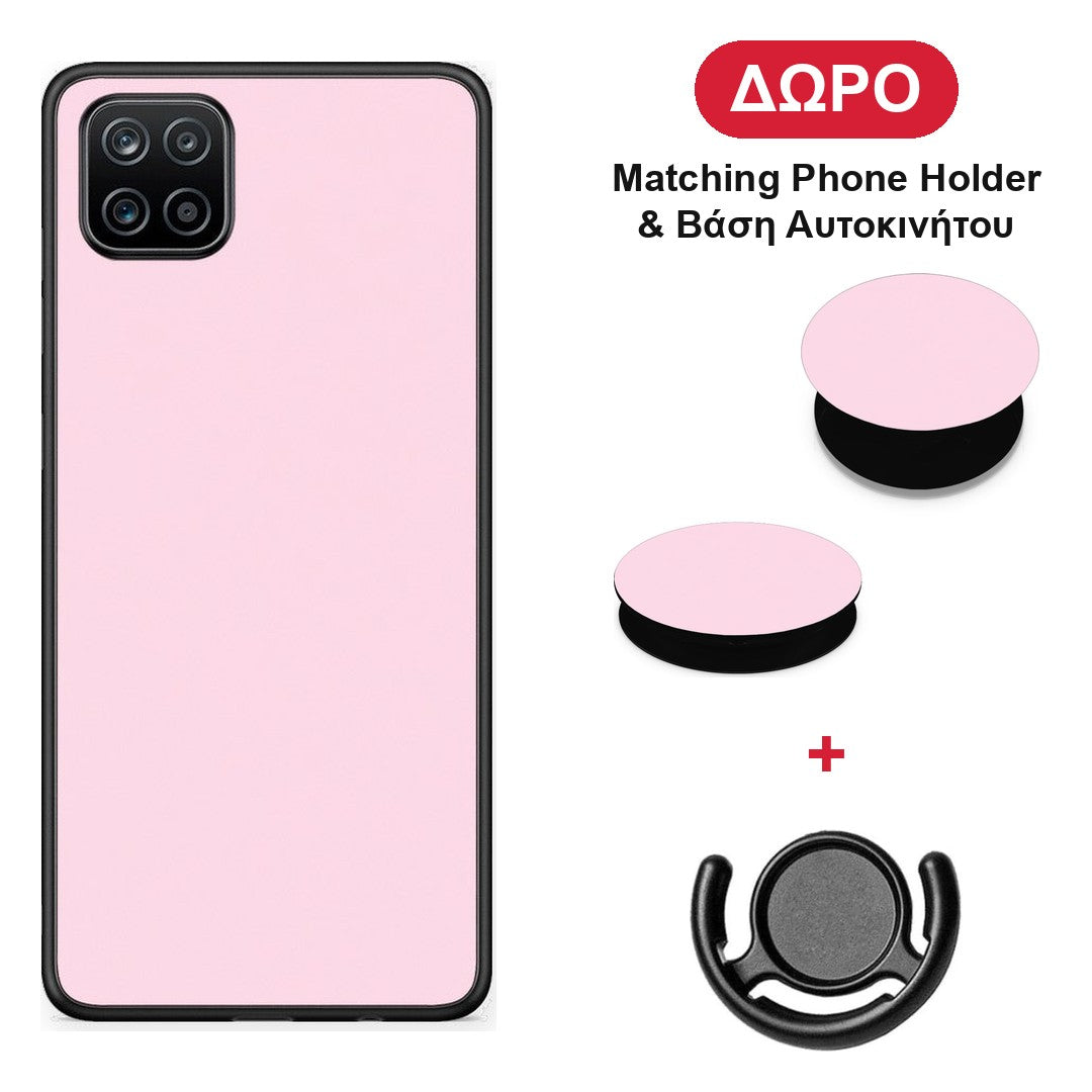 Pale Pink - Samsung Galaxy A12 θήκη + Δώρο Phone Holder & Βάση Αυτοκινήτου