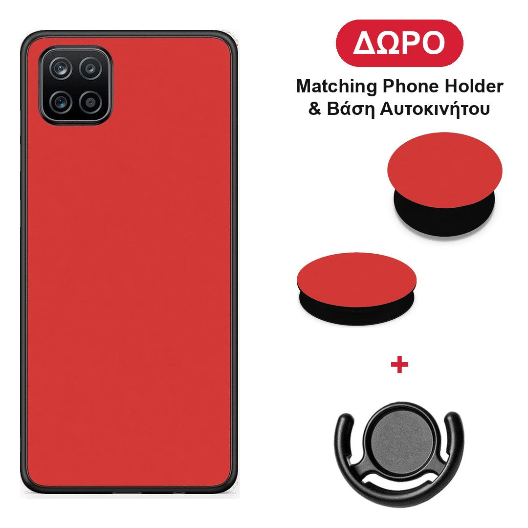 Poppy Red - Samsung Galaxy A12 θήκη + Δώρο Phone Holder & Βάση Αυτοκινήτου