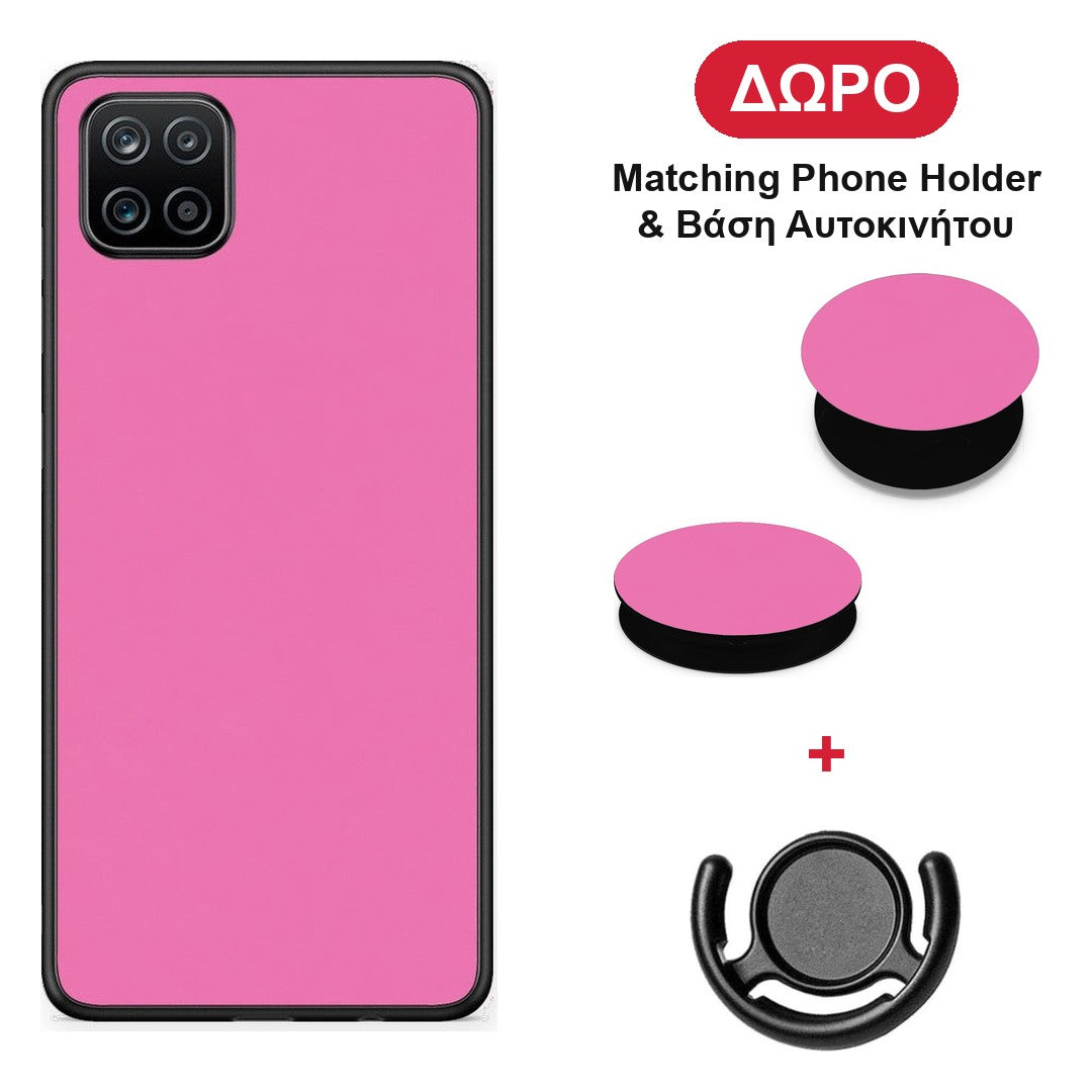Rose Pink - Samsung Galaxy A12 θήκη + Δώρο Phone Holder & Βάση Αυτοκινήτου