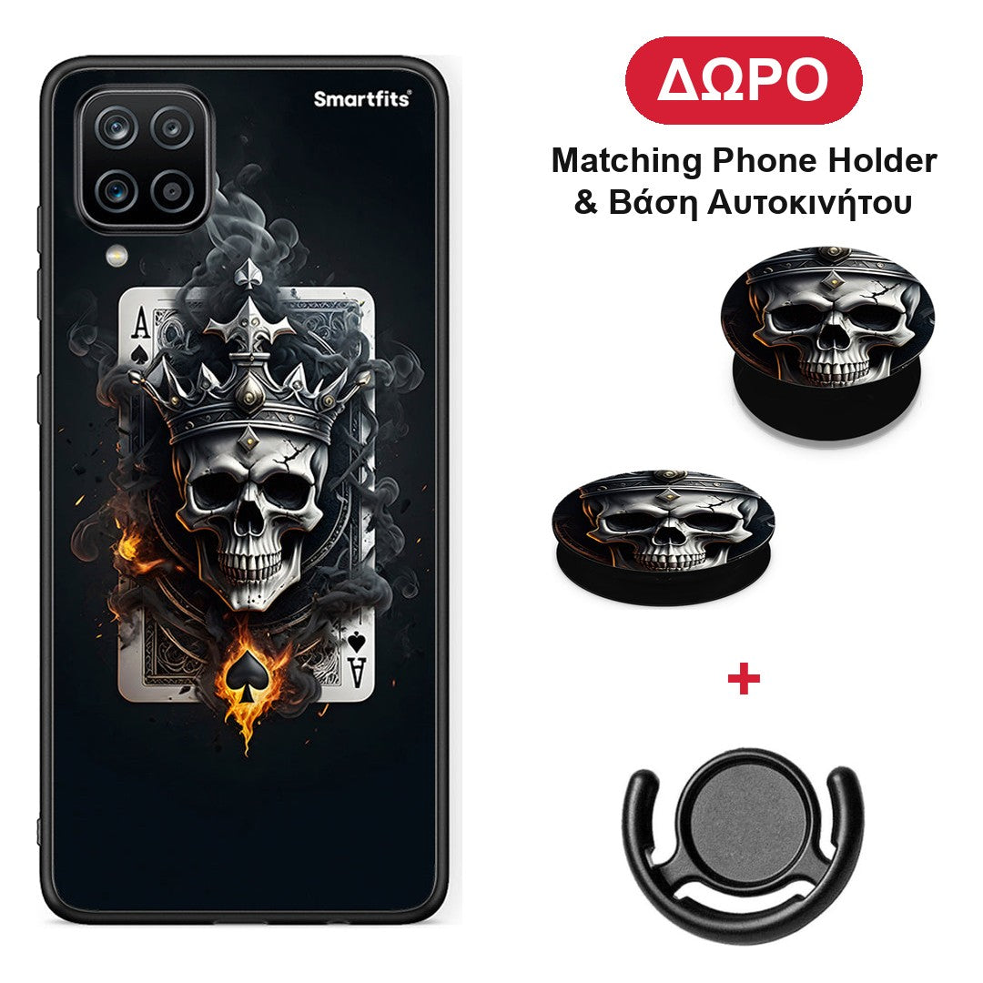 Skull King Ace - Samsung Galaxy A12 θήκη + Δώρο Phone Holder & Βάση Αυτοκινήτου