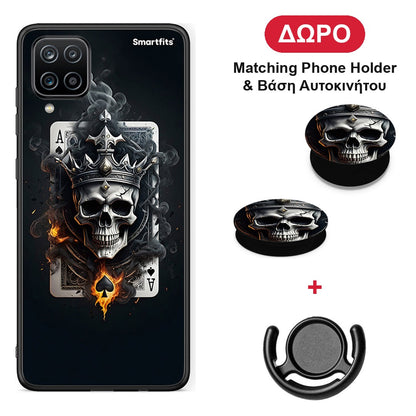Skull King Ace - Samsung Galaxy A12 θήκη + Δώρο Phone Holder & Βάση Αυτοκινήτου