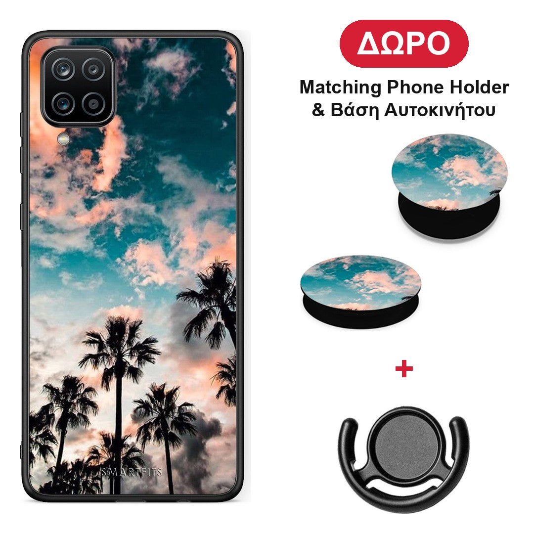 Summer Sky - Samsung Galaxy A12 θήκη + Δώρο Phone Holder & Βάση Αυτοκινήτου