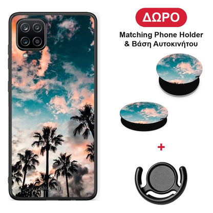 Summer Sky - Samsung Galaxy A12 θήκη + Δώρο Phone Holder & Βάση Αυτοκινήτου