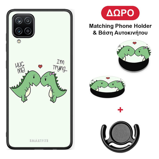 Valentine Rex - Samsung Galaxy A12 θήκη + Δώρο Phone Holder & Βάση Αυτοκινήτου