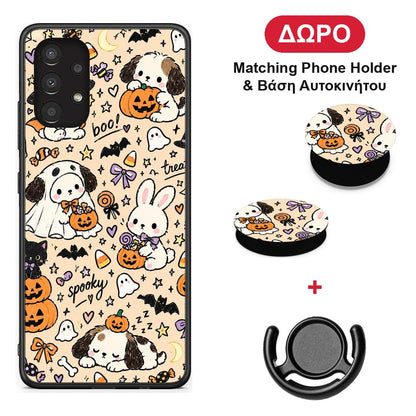 Halloween Puppies and Friends on Cream - Samsung Galaxy A13 4G θήκη + Δώρο Phone Holder & Βάση Αυτοκινήτου
