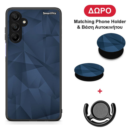 Geometric Blue Abstract - Samsung A15 5G θήκη + Δώρο Phone Holder & Βάση Αυτοκινήτου