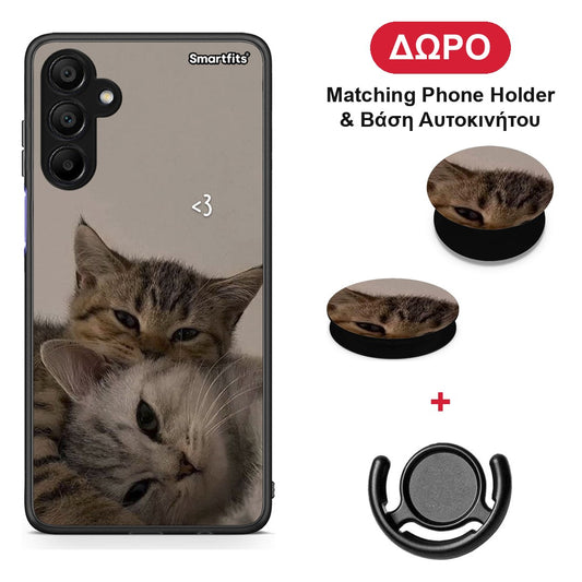 Cats In Love - Samsung A15 5G θήκη + Δώρο Phone Holder & Βάση Αυτοκινήτου