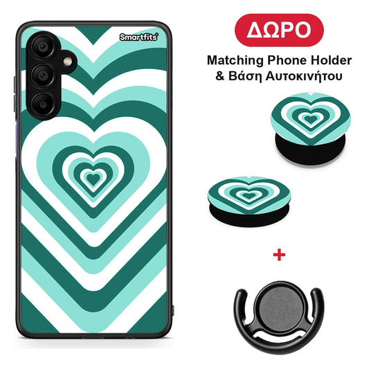 Green Hearts - Samsung A15 5G θήκη + Δώρο Phone Holder & Βάση Αυτοκινήτου