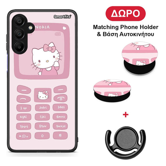 Hello Kitten - Samsung A15 5G θήκη + Δώρο Phone Holder & Βάση Αυτοκινήτου