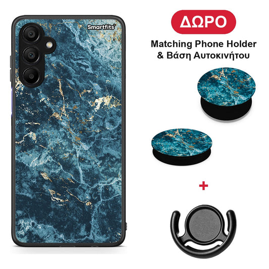 Marble Blue - Samsung A15 5G θήκη + Δώρο Phone Holder & Βάση Αυτοκινήτου