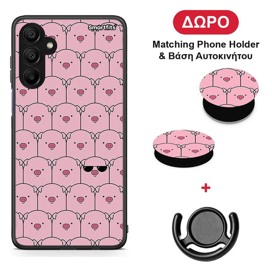 Pig Glasses - Samsung A15 5G θήκη + Δώρο Phone Holder & Βάση Αυτοκινήτου
