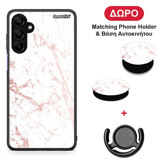 Marble Pink Splash - Samsung A15 5G θήκη + Δώρο Phone Holder & Βάση Αυτοκινήτου