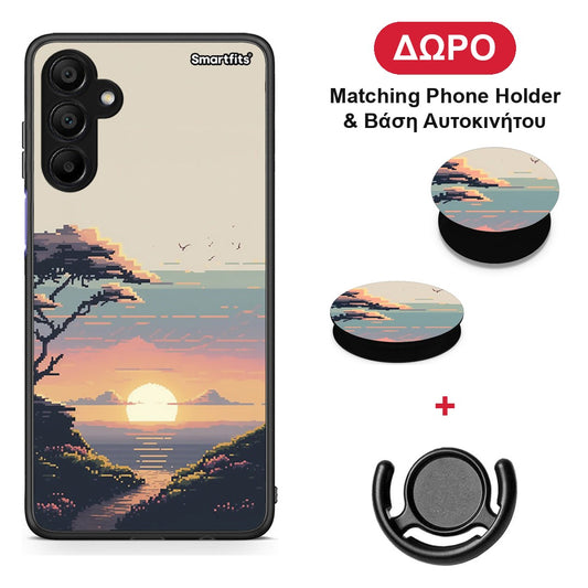 Pixel Sunset - Samsung A15 5G θήκη + Δώρο Phone Holder & Βάση Αυτοκινήτου
