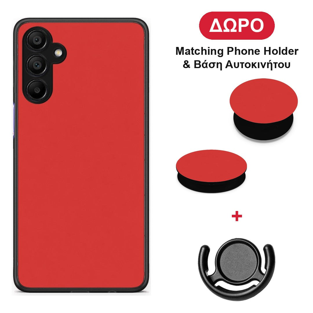 Poppy Red - Samsung A15 5G θήκη + Δώρο Phone Holder & Βάση Αυτοκινήτου