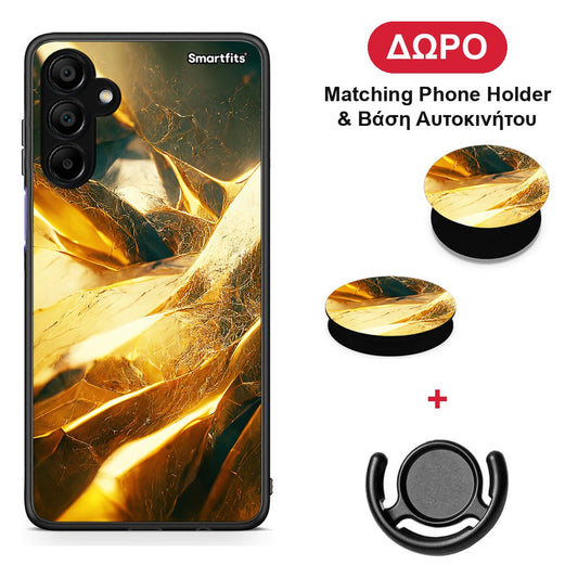 Real Gold - Samsung A15 5G θήκη + Δώρο Phone Holder & Βάση Αυτοκινήτου