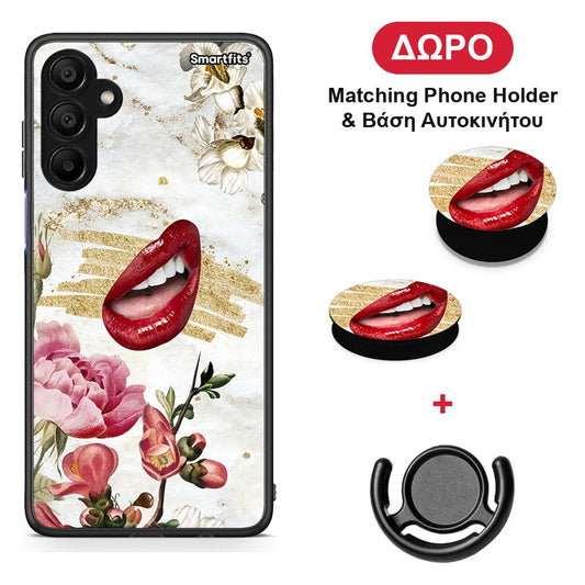 Red Lips - Samsung A15 5G θήκη + Δώρο Phone Holder & Βάση Αυτοκινήτου