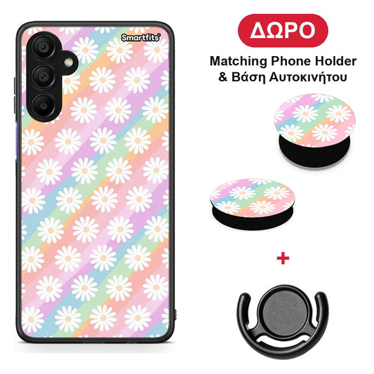 White Daisies - Samsung A15 5G θήκη + Δώρο Phone Holder & Βάση Αυτοκινήτου