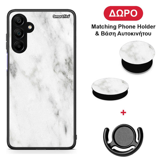 Marble White - Samsung A15 5G θήκη + Δώρο Phone Holder & Βάση Αυτοκινήτου