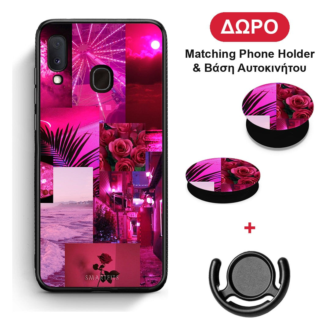 Collage Red Roses - Samsung Galaxy A20e θήκη + Δώρο Phone Holder & Βάση Αυτοκινήτου