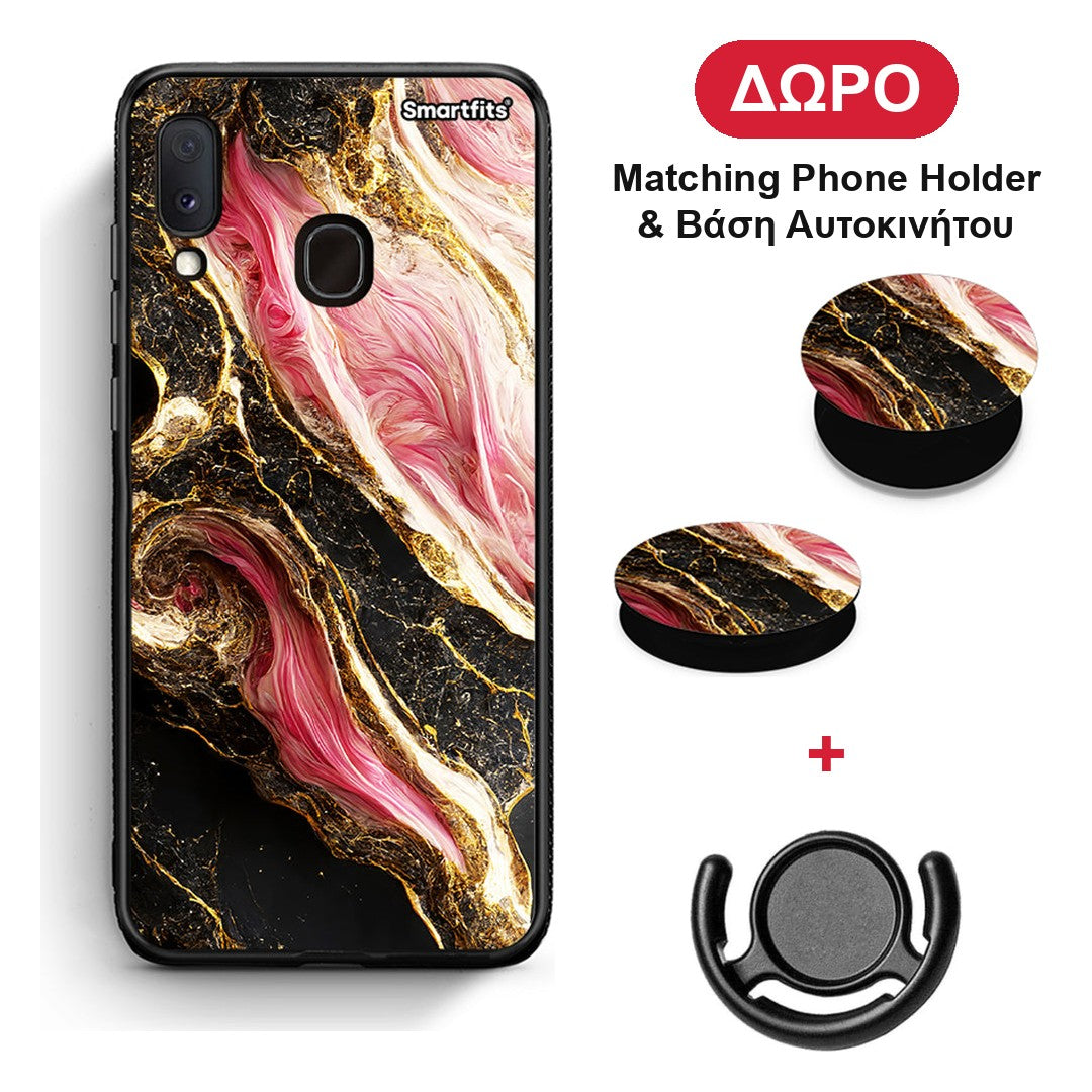 Glamorous Pink Marble - Samsung Galaxy A20e θήκη + Δώρο Phone Holder & Βάση Αυτοκινήτου