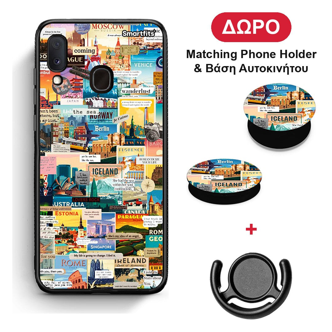 Live To Travel - Samsung Galaxy A20e θήκη + Δώρο Phone Holder & Βάση Αυτοκινήτου