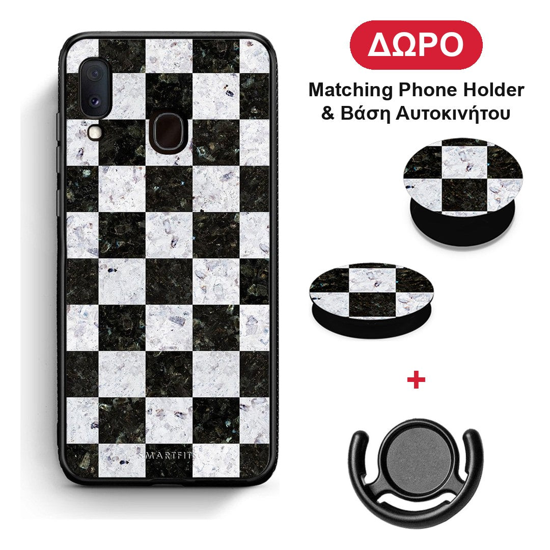 Marble Square Geometric - Samsung Galaxy A20e θήκη + Δώρο Phone Holder & Βάση Αυτοκινήτου