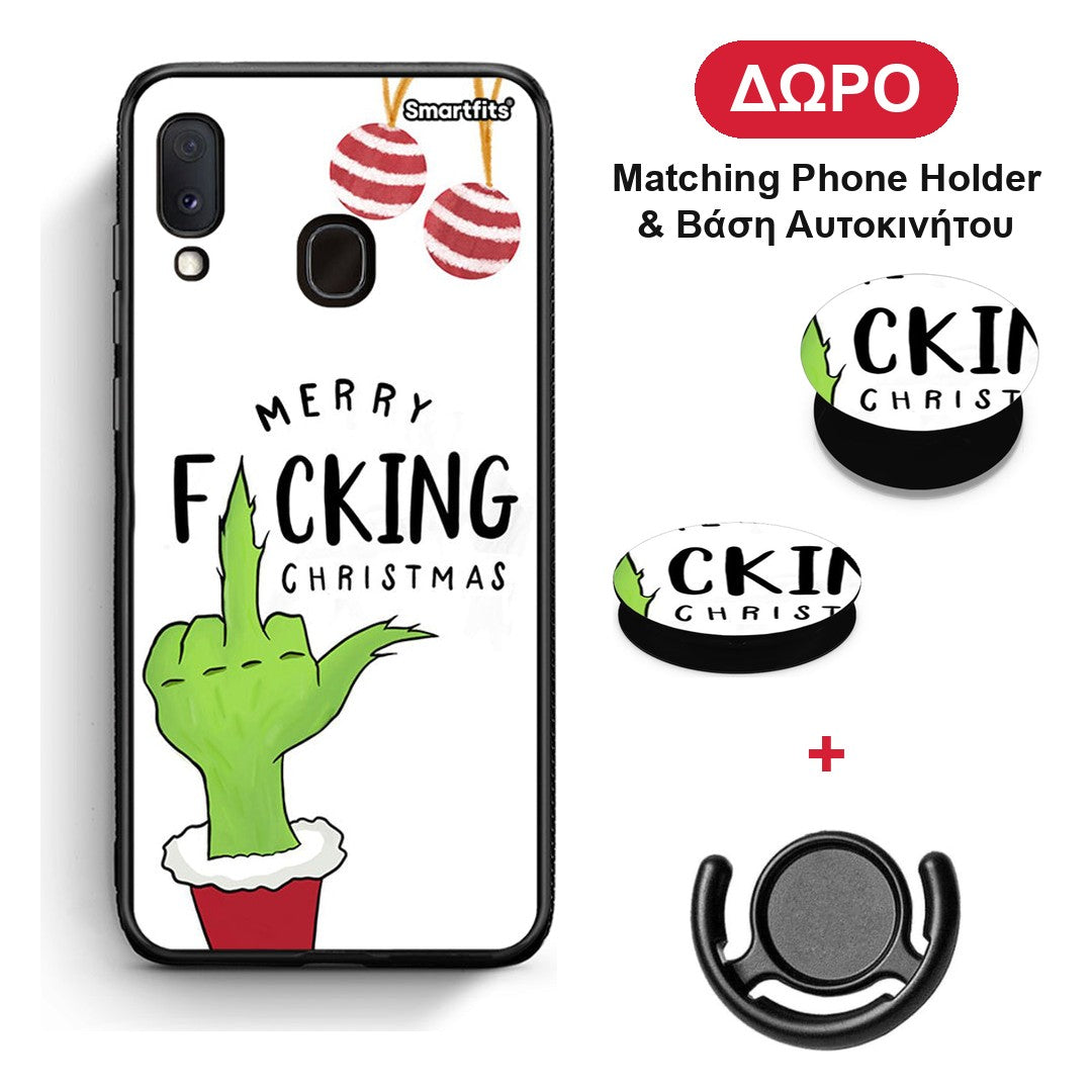 Merry F Xmas - Samsung Galaxy A20e θήκη + Δώρο Phone Holder & Βάση Αυτοκινήτου