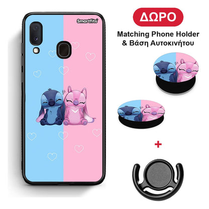 Stitch And Angel - Samsung Galaxy A20e θήκη + Δώρο Phone Holder & Βάση Αυτοκινήτου