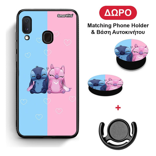 Stitch And Angel - Samsung Galaxy A20e θήκη + Δώρο Phone Holder & Βάση Αυτοκινήτου
