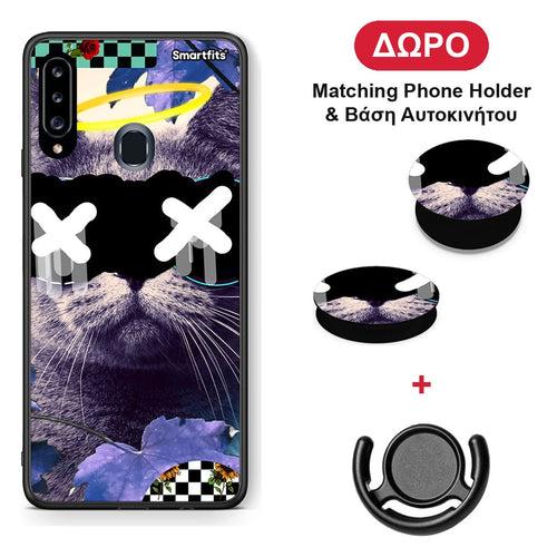 Cat Collage - Samsung Galaxy A20s θήκη + Δώρο Phone Holder & Βάση Αυτοκινήτου