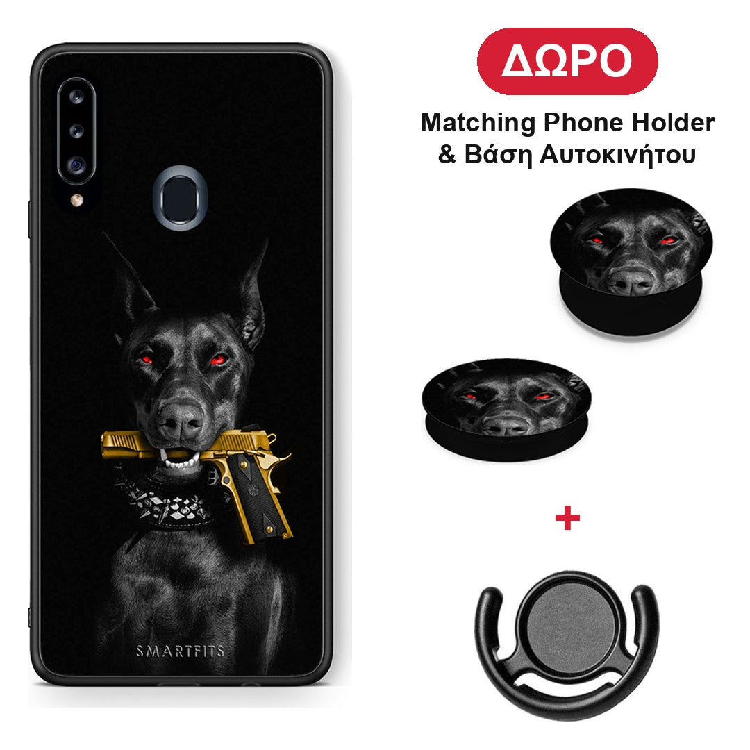 Golden Gun - Samsung Galaxy A20s θήκη + Δώρο Phone Holder & Βάση Αυτοκινήτου