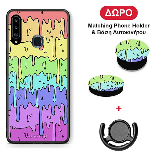 Melting Rainbow - Samsung Galaxy A20s θήκη + Δώρο Phone Holder & Βάση Αυτοκινήτου