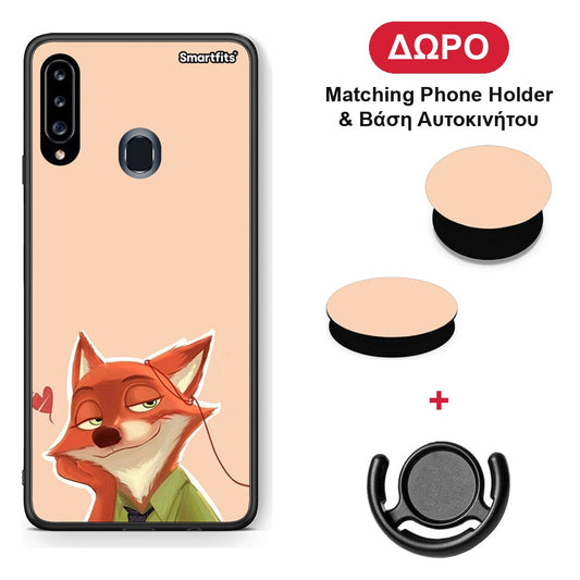 Nick Wilde And Judy Hopps Love 1 - Samsung Galaxy A20s θήκη + Δώρο Phone Holder & Βάση Αυτοκινήτου