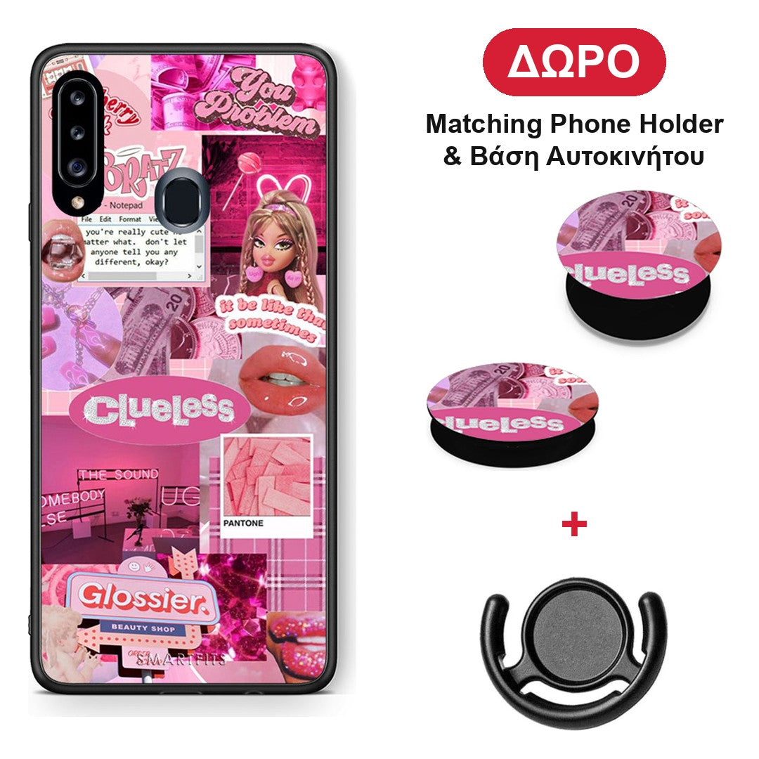 Pink Love - Samsung Galaxy A20s θήκη + Δώρο Phone Holder & Βάση Αυτοκινήτου