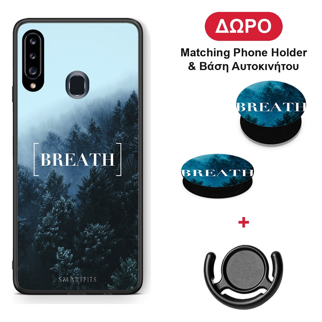 Quote Breath - Samsung Galaxy A20s θήκη + Δώρο Phone Holder & Βάση Αυτοκινήτου
