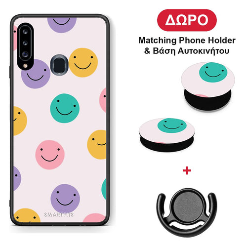 Smiley Faces - Samsung Galaxy A20s θήκη + Δώρο Phone Holder & Βάση Αυτοκινήτου