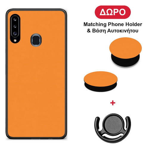 Tangerine Orange - Samsung Galaxy A20s θήκη + Δώρο Phone Holder & Βάση Αυτοκινήτου
