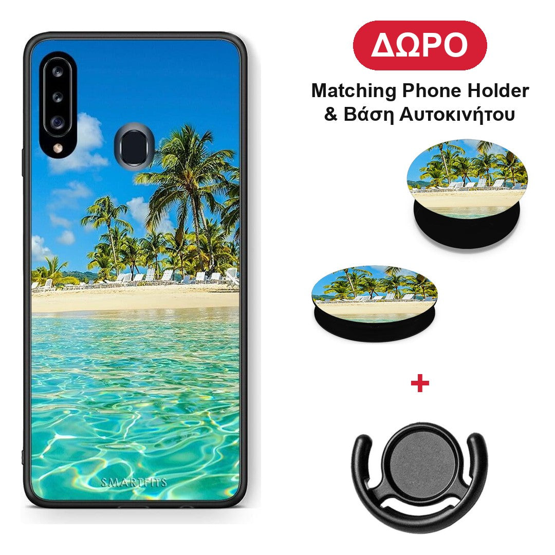 Tropical Vibes - Samsung Galaxy A20s θήκη + Δώρο Phone Holder & Βάση Αυτοκινήτου