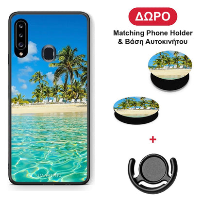 Tropical Vibes - Samsung Galaxy A20s θήκη + Δώρο Phone Holder & Βάση Αυτοκινήτου