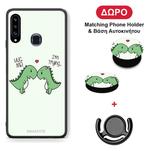 Valentine Rex - Samsung Galaxy A20s θήκη + Δώρο Phone Holder & Βάση Αυτοκινήτου