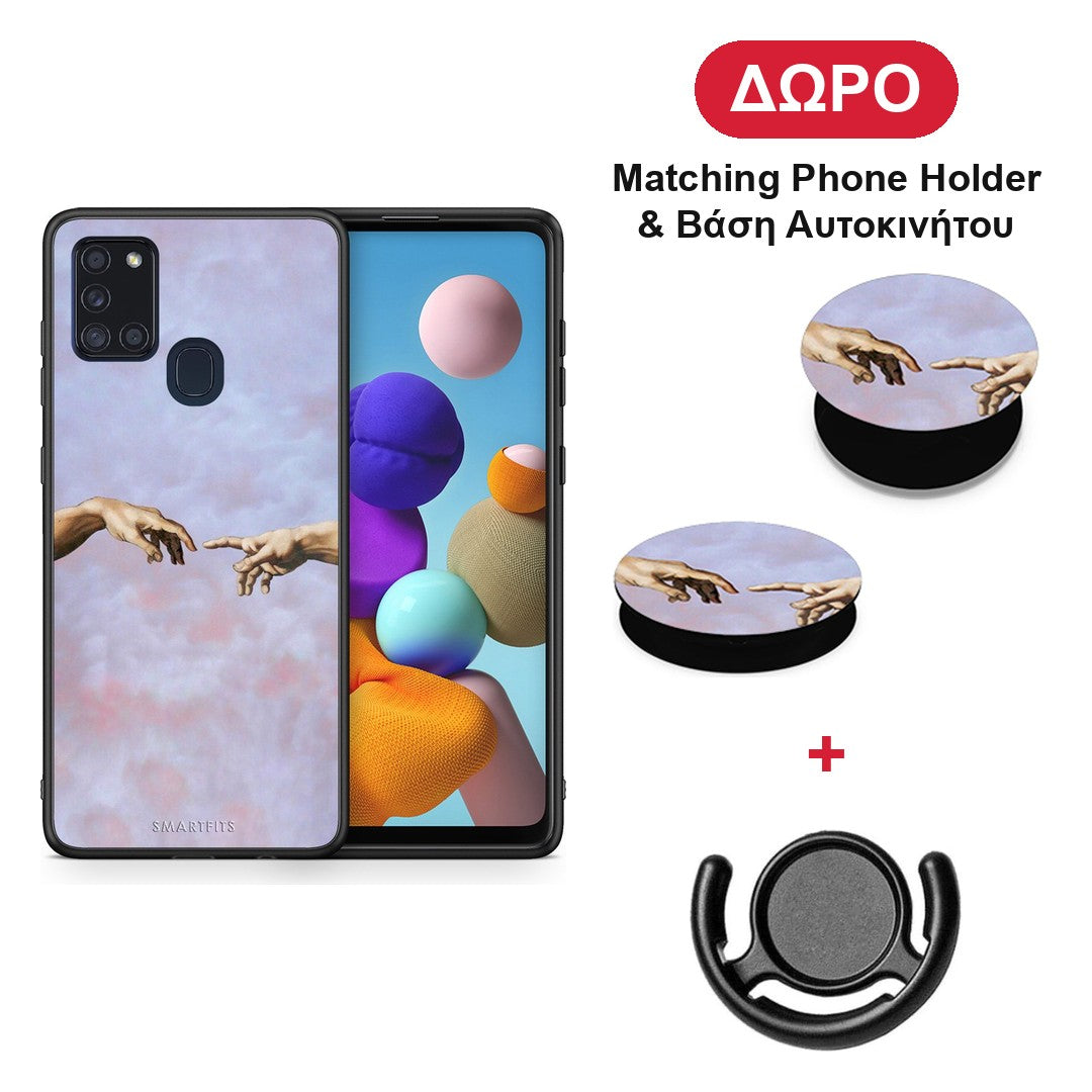 Adam Hand - Samsung Galaxy A21s θήκη + Δώρο Phone Holder & Βάση Αυτοκινήτου