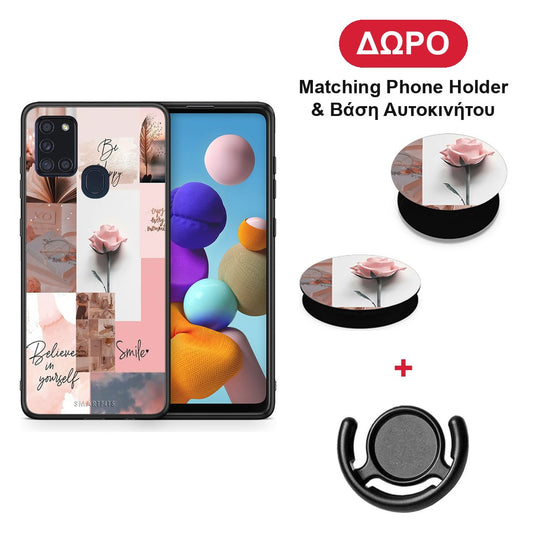 Aesthetic Collage - Samsung Galaxy A21s θήκη + Δώρο Phone Holder & Βάση Αυτοκινήτου