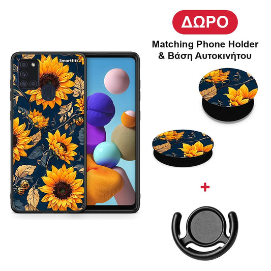 Autumn Sunflowers - Samsung Galaxy A21s θήκη + Δώρο Phone Holder & Βάση Αυτοκινήτου