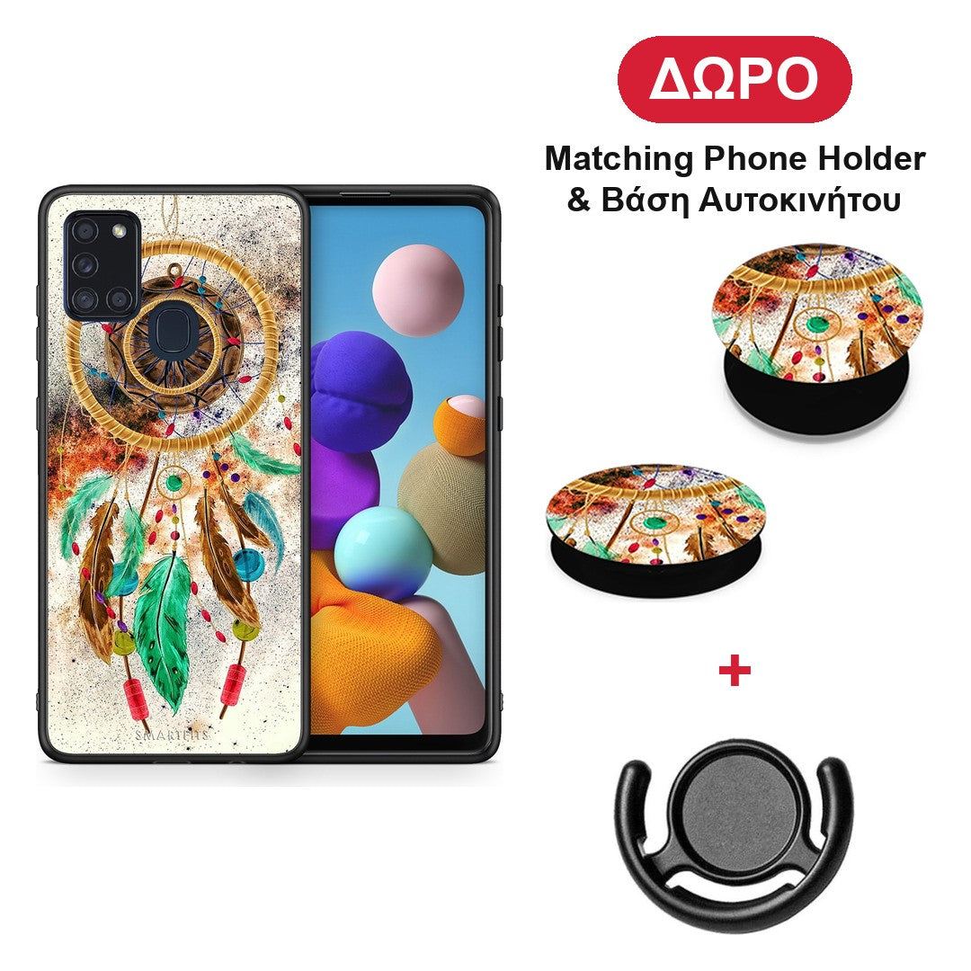 Boho DreamCatcher - Samsung Galaxy A21s θήκη + Δώρο Phone Holder & Βάση Αυτοκινήτου