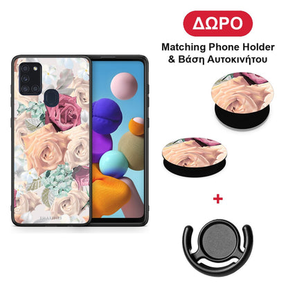 Floral Bouquet - Samsung Galaxy A21s θήκη + Δώρο Phone Holder & Βάση Αυτοκινήτου