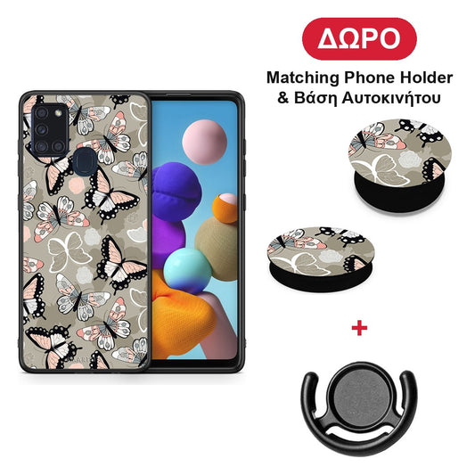 Boho Butterflies - Samsung Galaxy A21s θήκη + Δώρο Phone Holder & Βάση Αυτοκινήτου