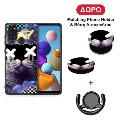 Cat Collage - Samsung Galaxy A21s θήκη + Δώρο Phone Holder & Βάση Αυτοκινήτου