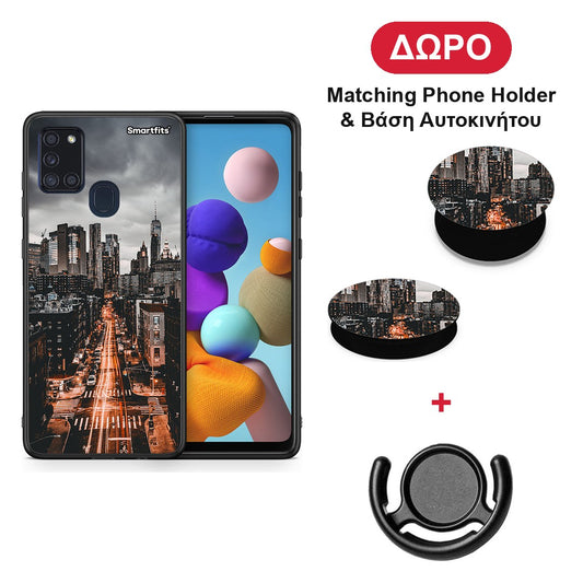 City Lights - Samsung Galaxy A21s θήκη + Δώρο Phone Holder & Βάση Αυτοκινήτου