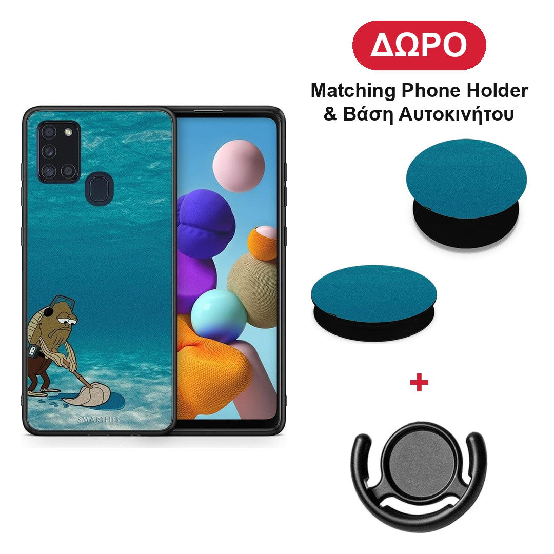 Clean The Ocean - Samsung Galaxy A21s θήκη + Δώρο Phone Holder & Βάση Αυτοκινήτου