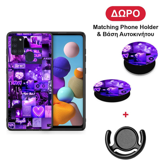 Collage Stay Wild - Samsung Galaxy A21s θήκη + Δώρο Phone Holder & Βάση Αυτοκινήτου